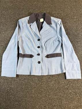 Spago Collection Light Blue Contrast Blazer Jacket, Women's 8